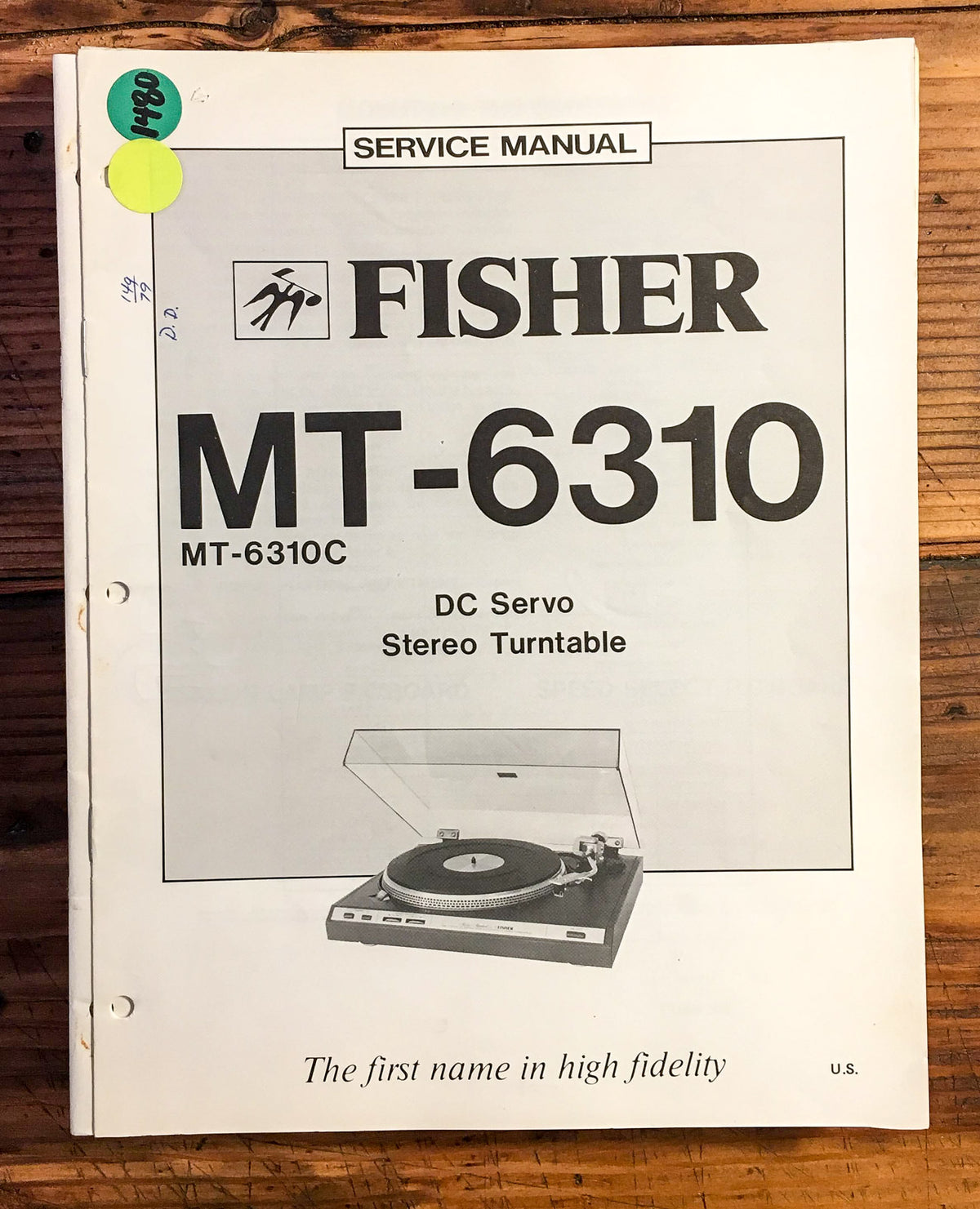 Fisher MT-6310 MT-6310C Record Player / Turntable Service Manual *Original*