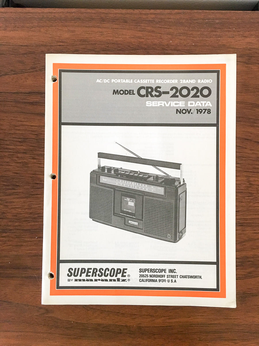 Superscope CRS-2020 Radio / Cassette Service Manual *Original*