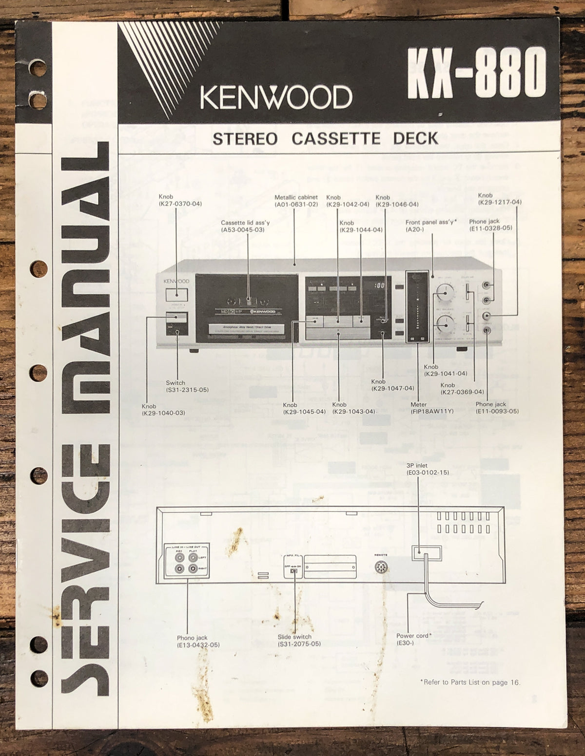 Kenwood KX-880 Cassette Service Manual *Original*
