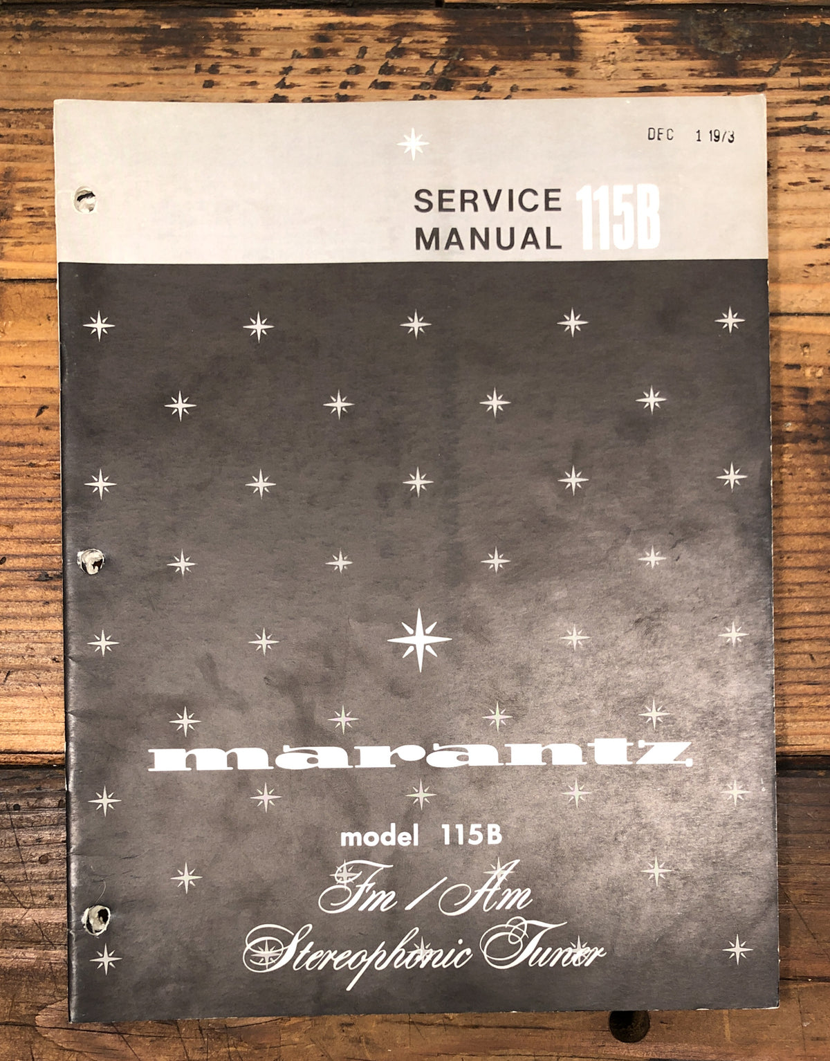 Marantz Model 115B Tuner Service Manual *Original*