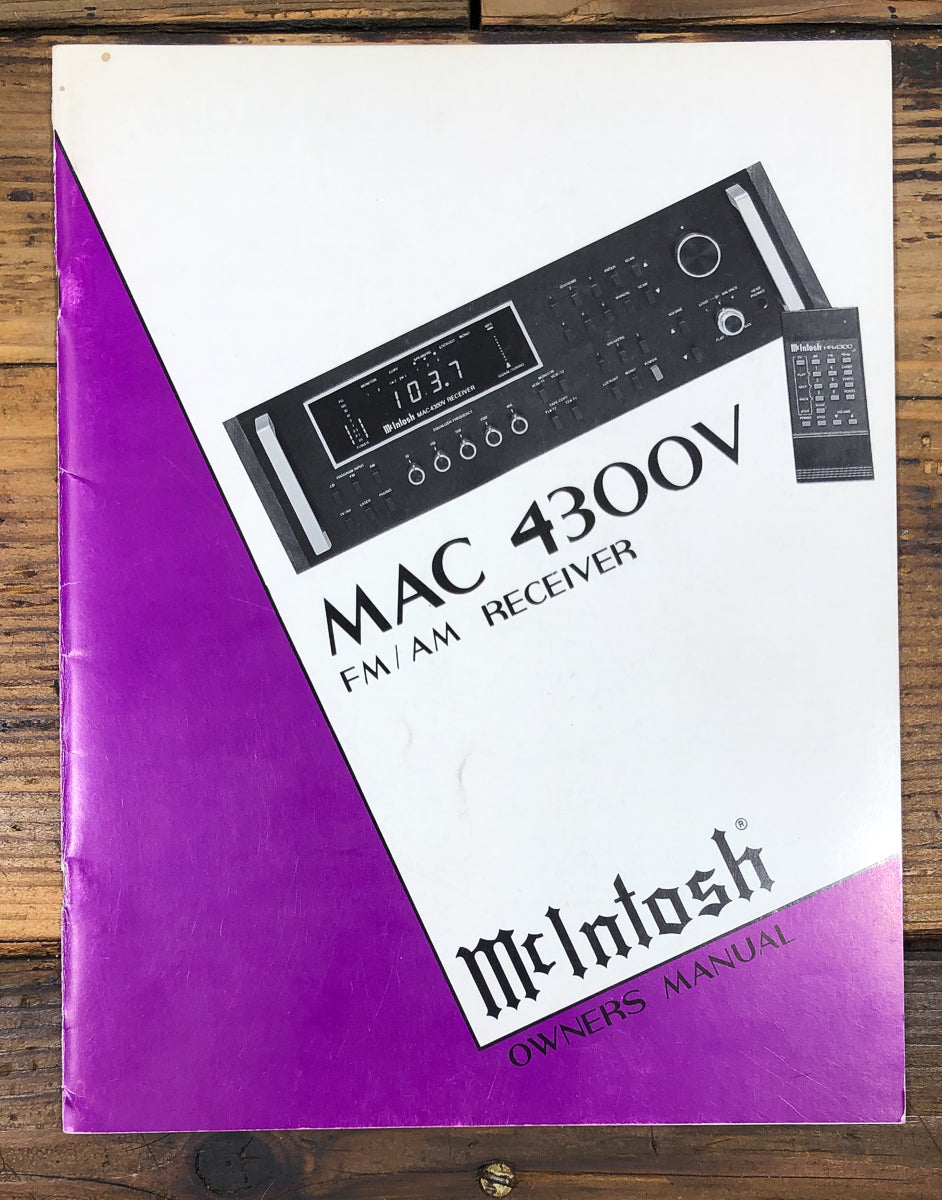 McIntosh MAC 4300V Receiver Owners / User Manual *Original*