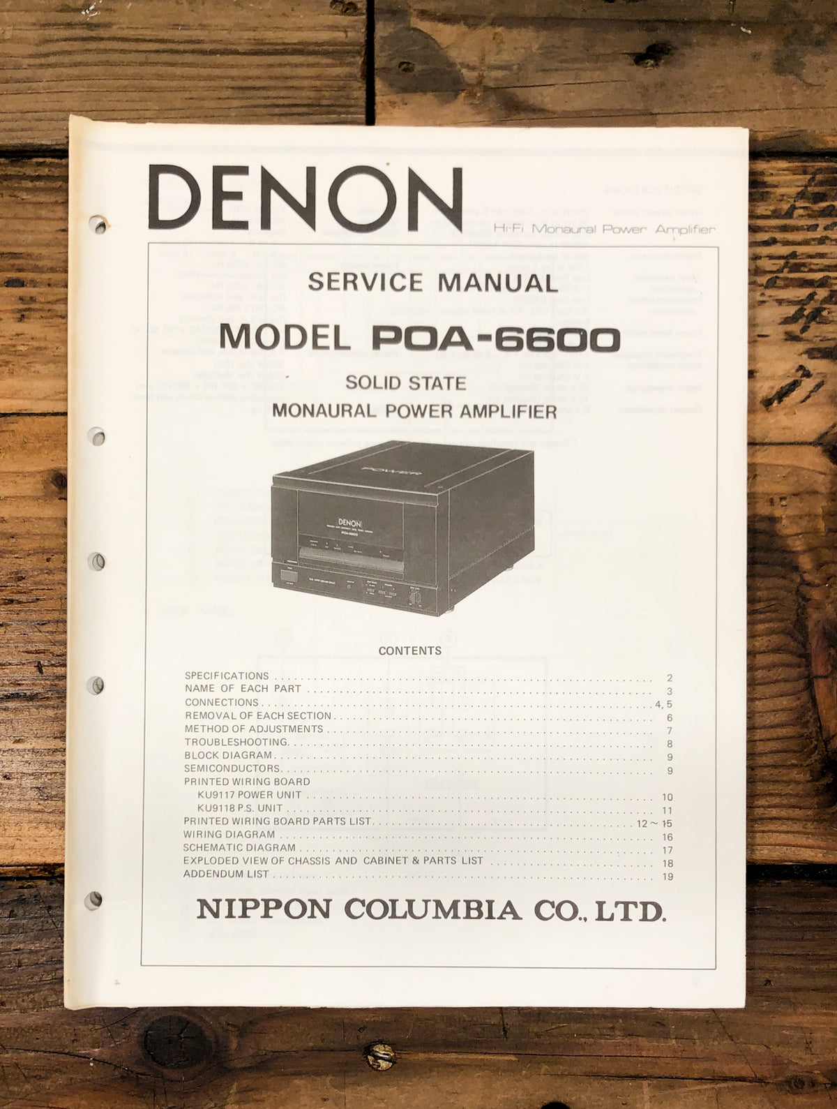 Denon POA-6600 Amplifier Service Manual *Original*