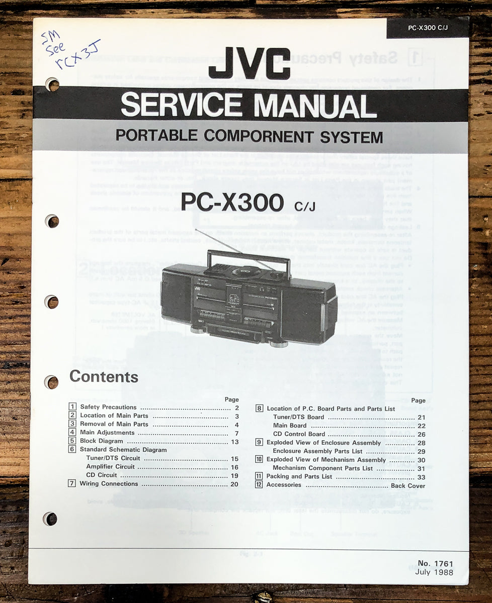 JVC PC-X300 Radio Cassette Service Manual *Original*