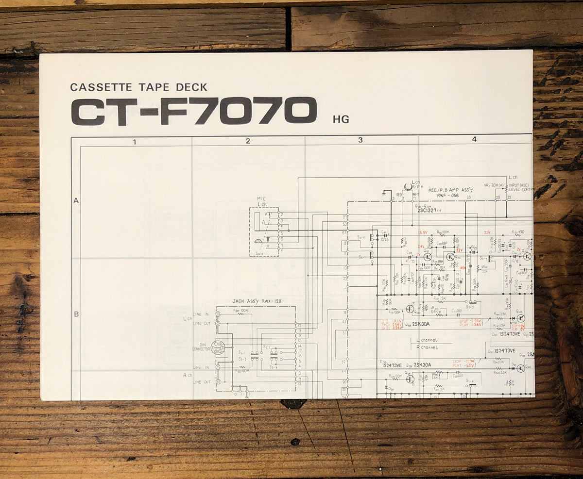 Pioneer CT-F7070 Cassette Fold Out Schematic *Original*