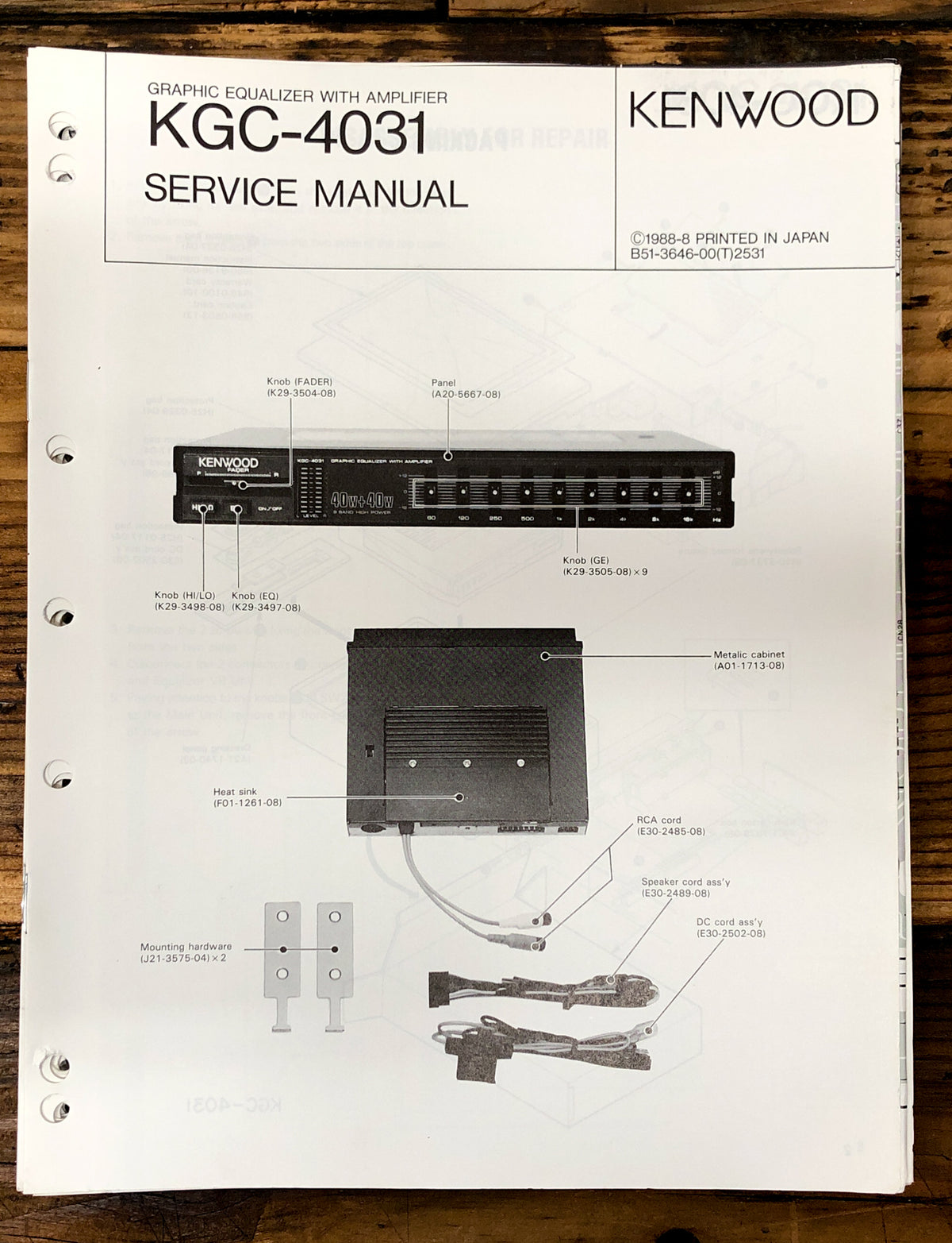 Kenwood KGC-4031 EQ / Amplifier Service Manual *Original*