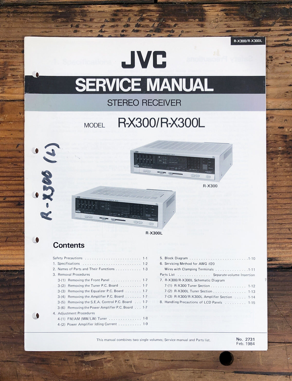 JVC R-X300 R-X300L Receiver Service Manual *Original*