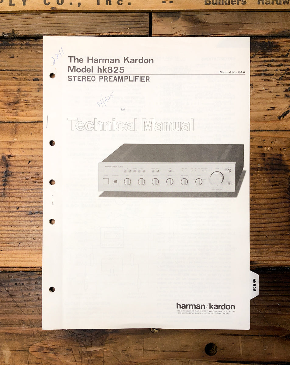 Harman Kardon HK HK825 Preamp / Preamplifier Service Manual *Original*