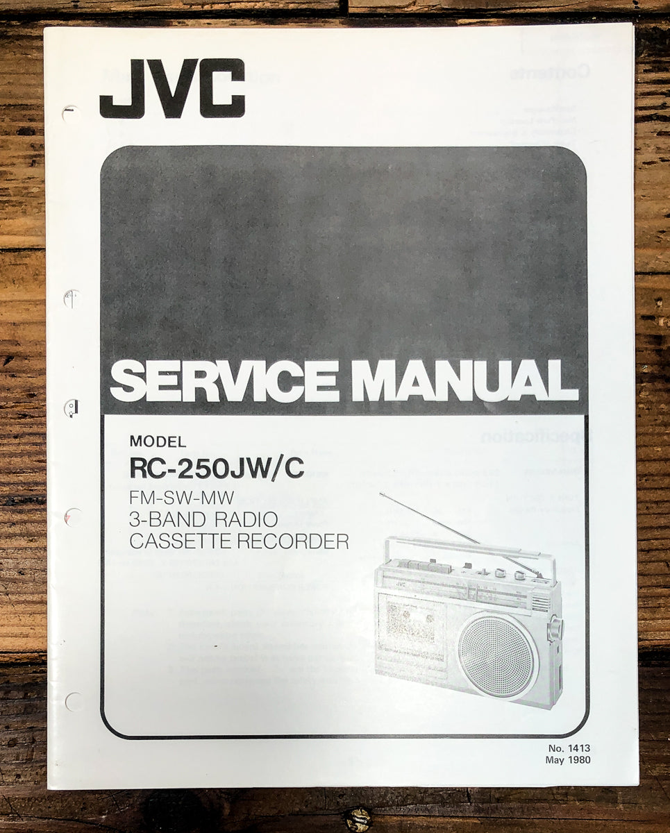JVC RC-250 Radio Cassette Service Manual *Original*