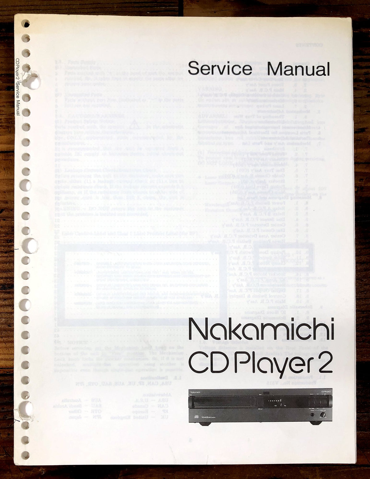 Nakamichi CD Player 2 Compact Disc Player Service Manual *Original*