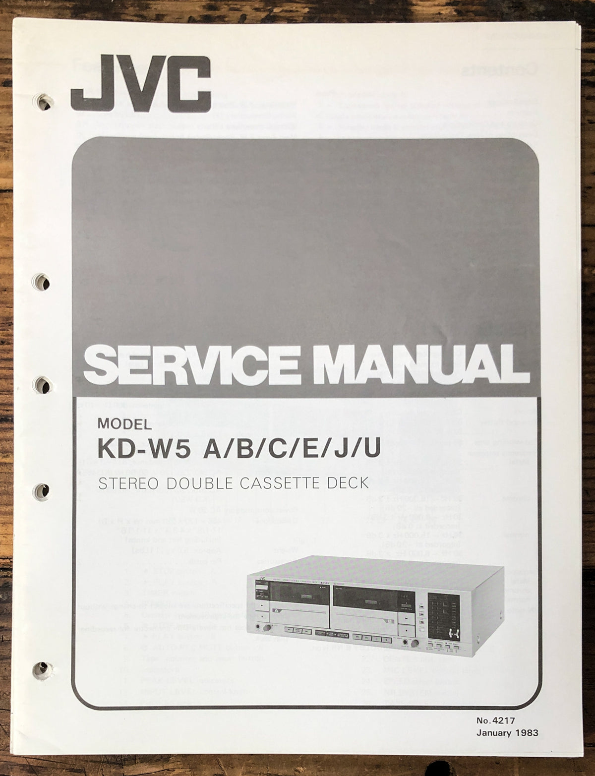 JVC KD-W5 Cassette Service Manual *Original*