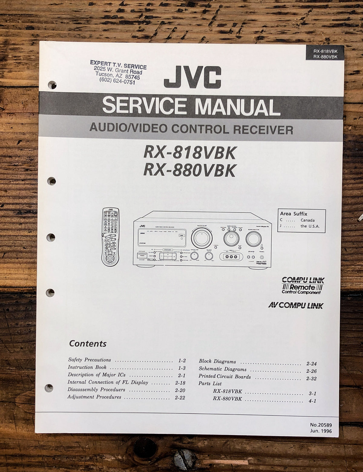 JVC RX-818 RX-880 VBK Receiver Service Manual *Original*