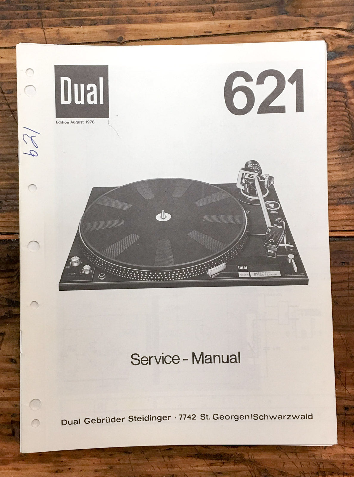 Dual Model 621 Record Player / Turntable Service Manual *Original*
