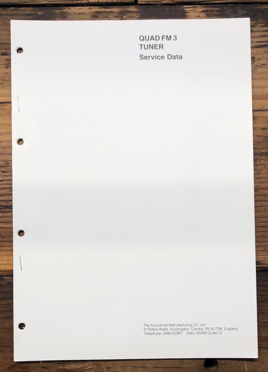 Quad Model FM3 FM-3 Tuner Service Manual *Original*