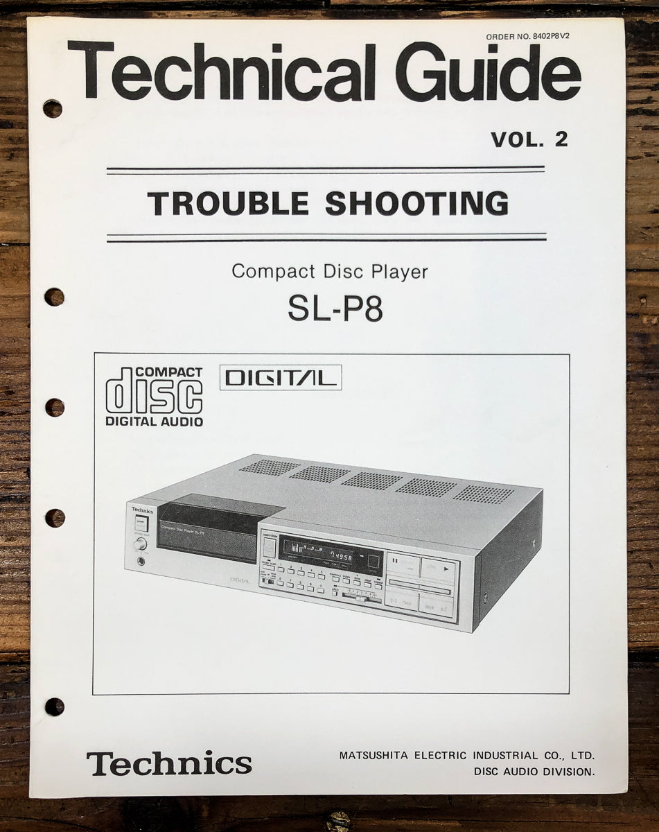 Technics SL-P8 CD Player Troubleshooting Manual *Original*