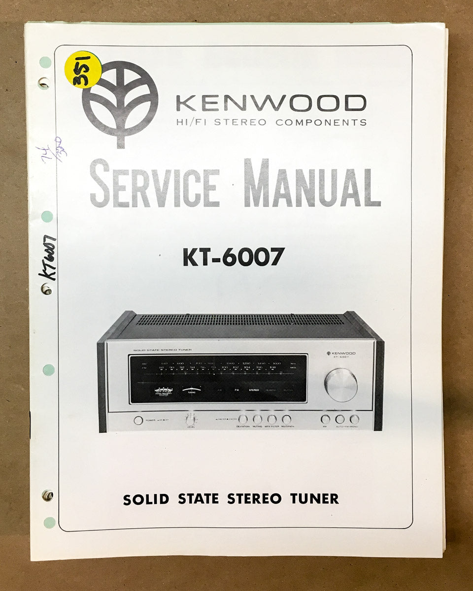Kenwood KT-6007 Tuner Service Manual *Original*