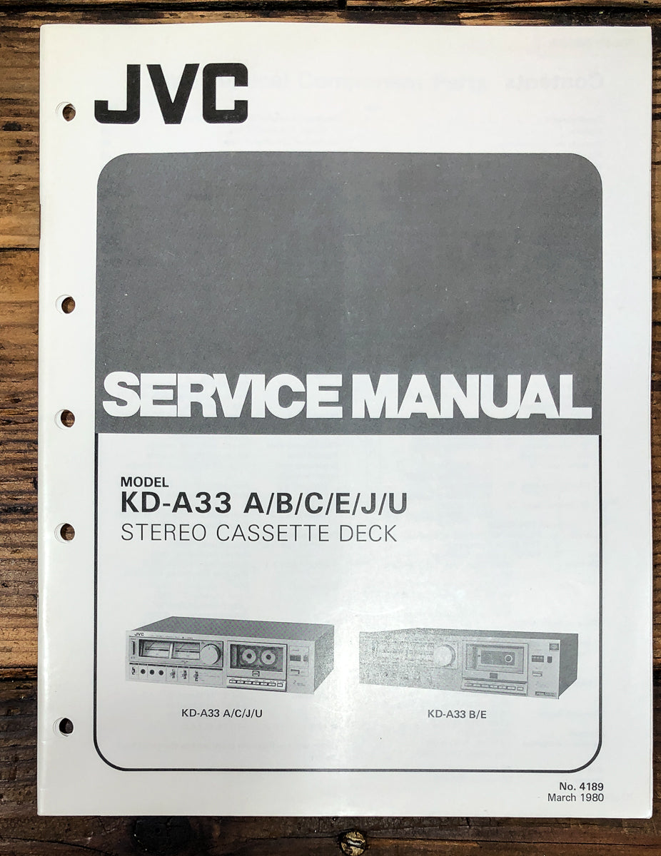 JVC KD-A33 Cassette Service Manual *Original*