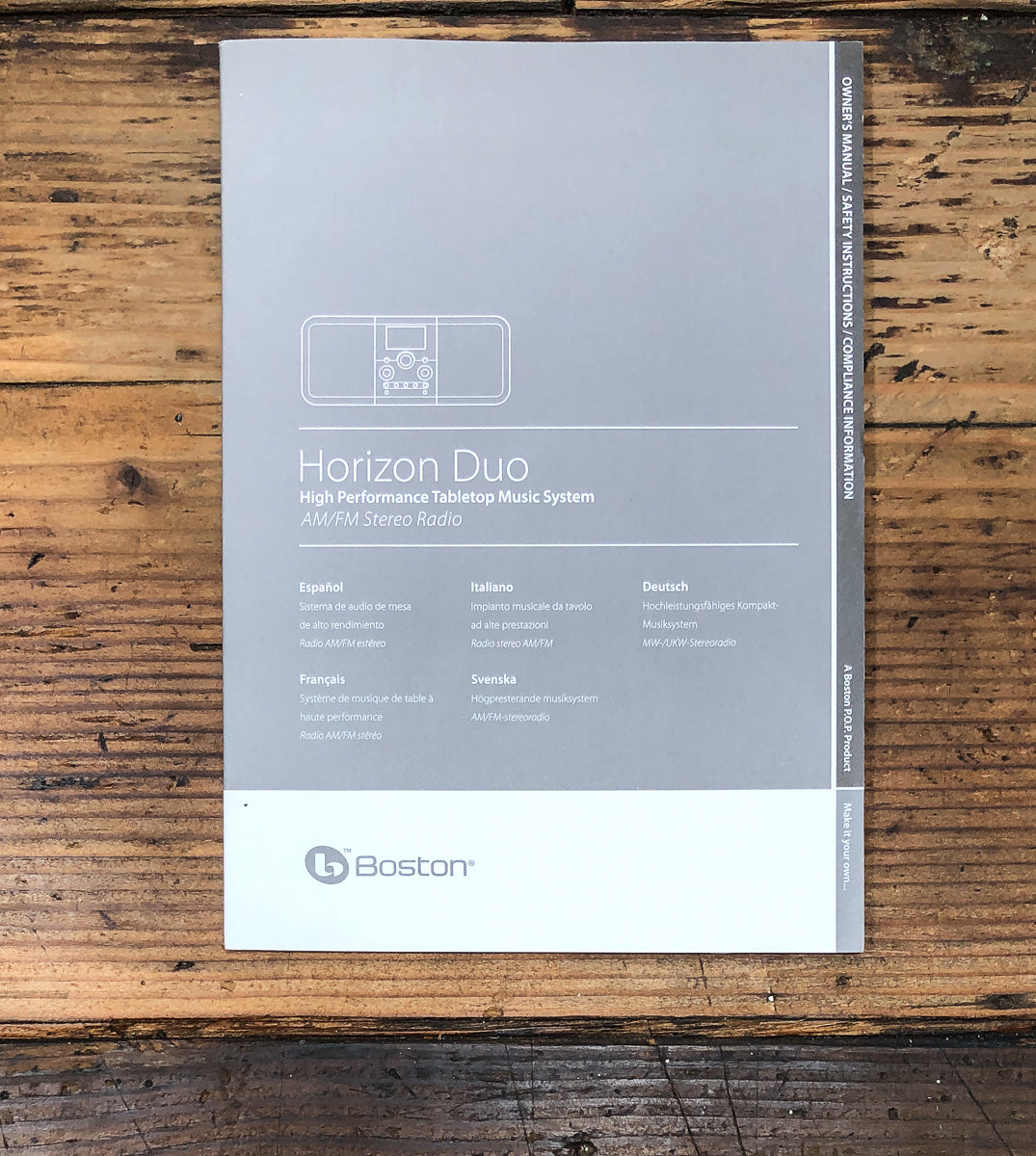 Boston Horizon Duo Radio Owners / User Manual *Original*