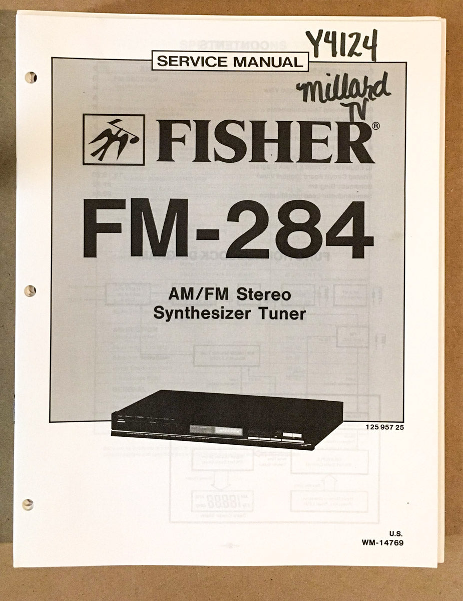 Fisher FM-284 Tuner Service Manual *Original*