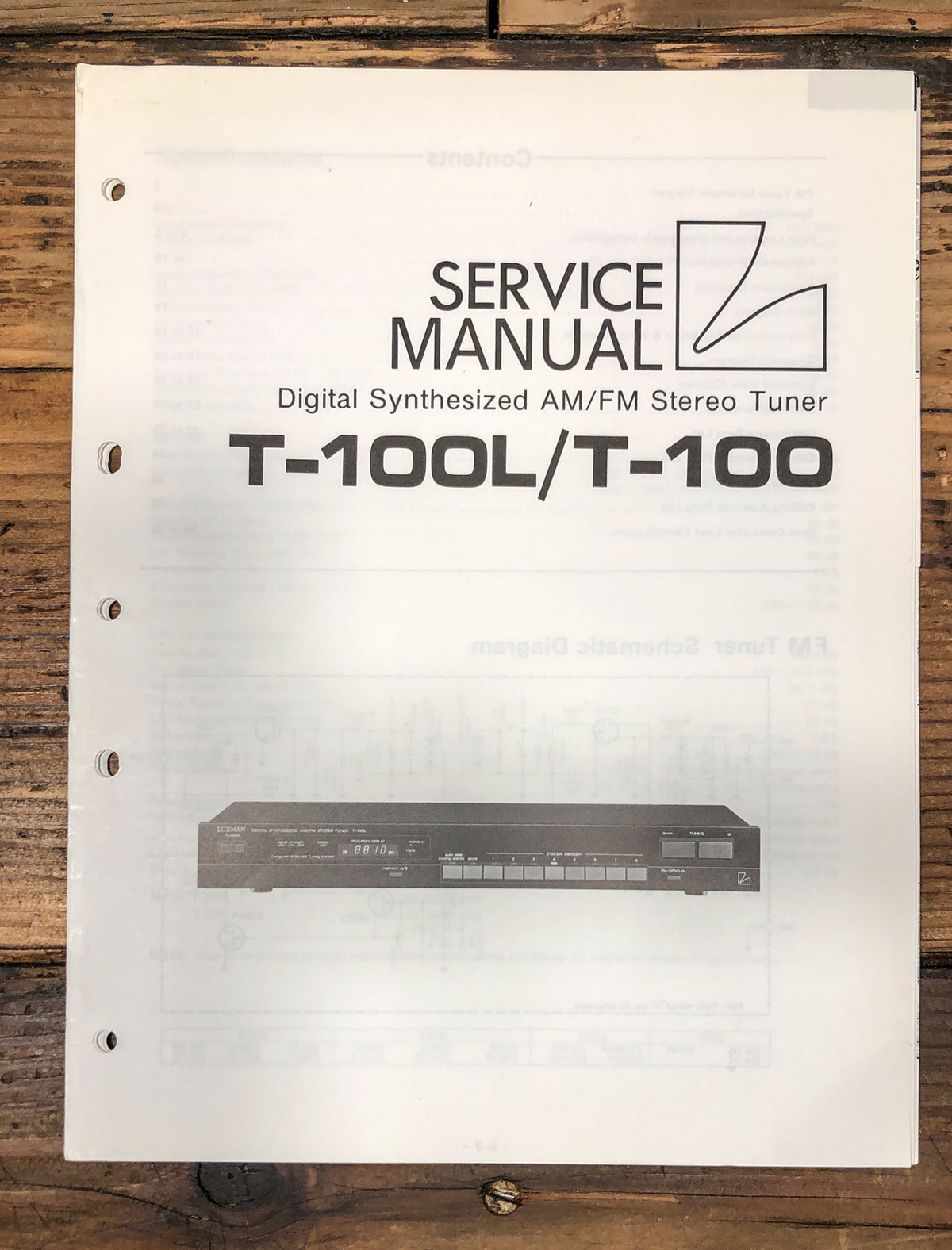 Luxman T-100 T-100L Tuner Service Manual *Original*