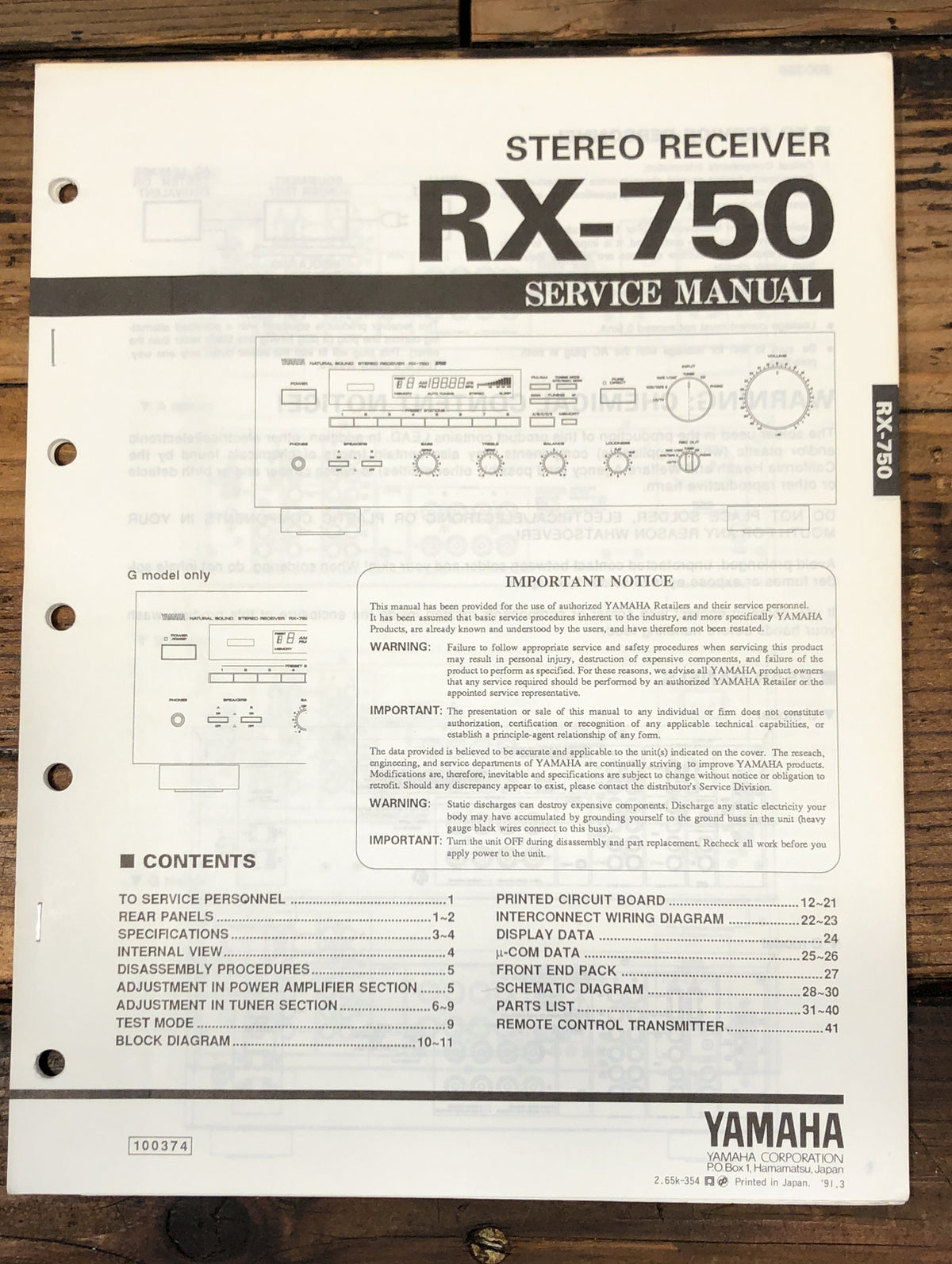 Yamaha RX-750 Receiver Service Manual *Original*