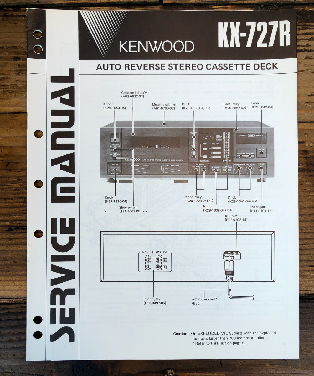 Kenwood KX-727R Cassette Service Manual *Original*