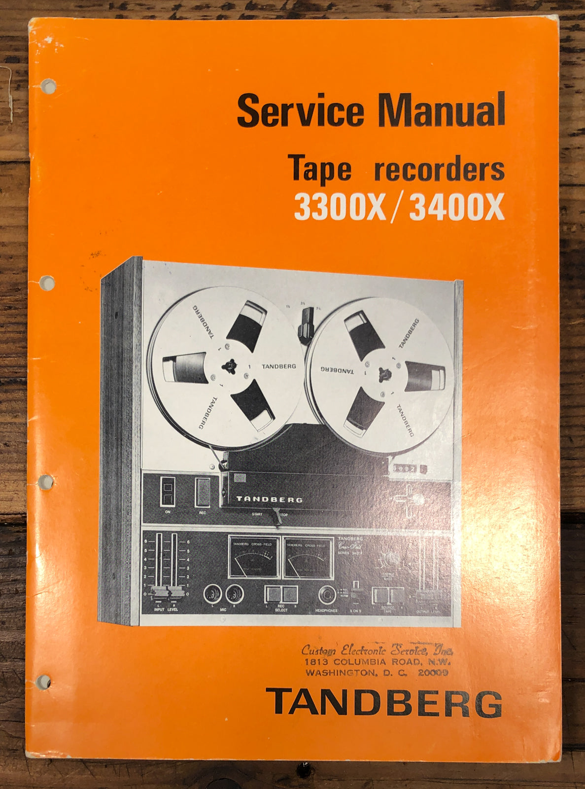 Tandberg Model 3300X 3400X Tape Recorder Service Manual *Original*