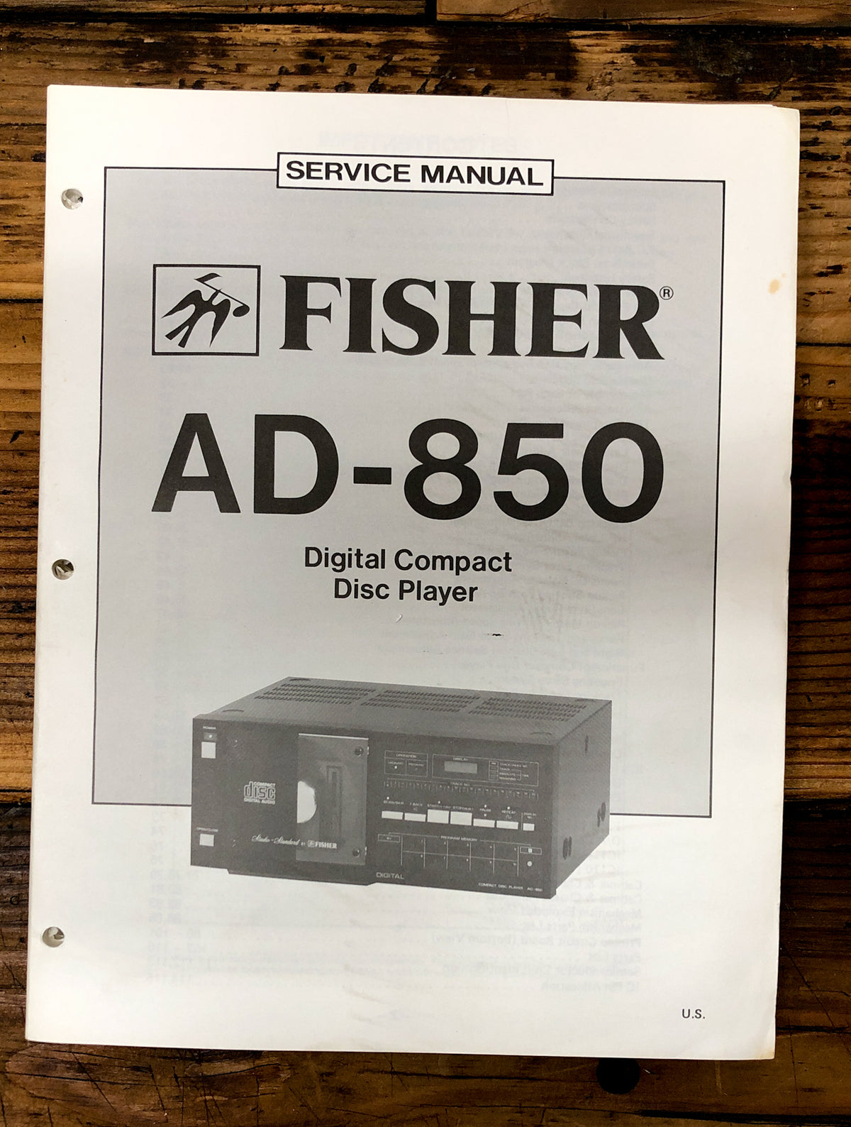 Fisher AD-850 CD Player Service Manual *Original*