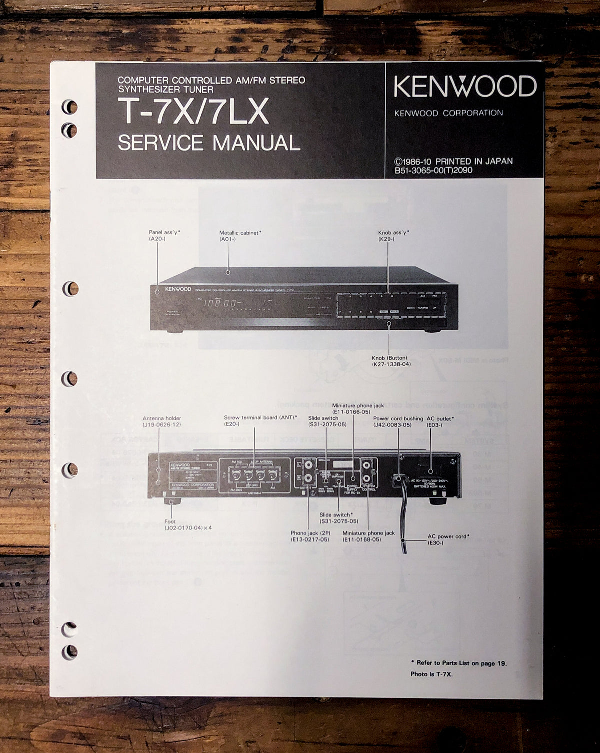 Kenwood T-7X 7LX Tuner Service Manual *Original*