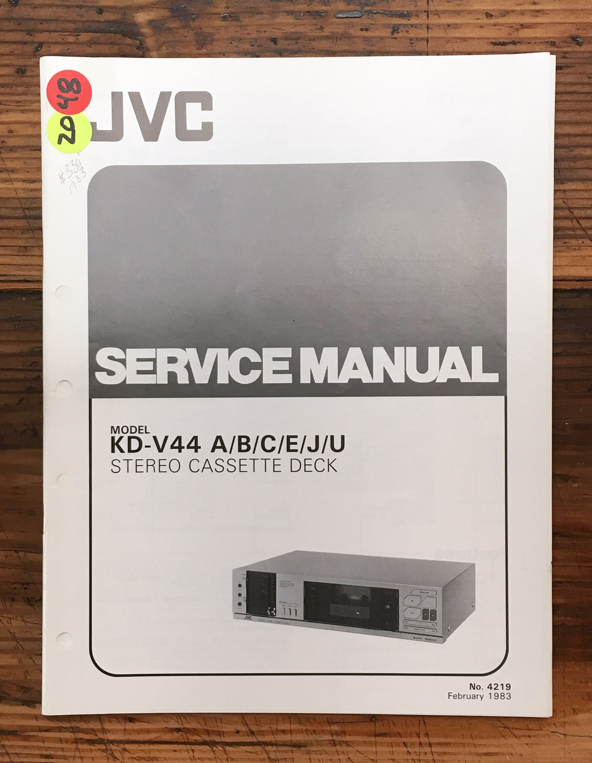 JVC KD-V44 Cassette Service Manual *Original*