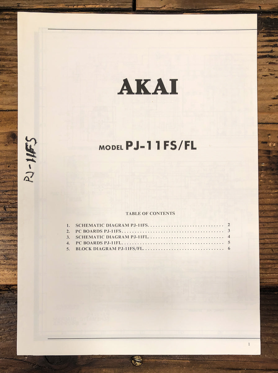 Akai PJ-11 FS FL Record Player / Turntable Fold Out Schematic *Original*