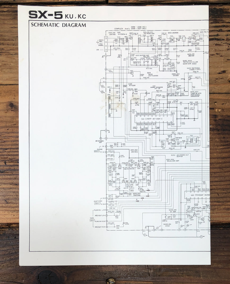 Pioneer SX-5 Receiver Fold Out Schematic *Original*