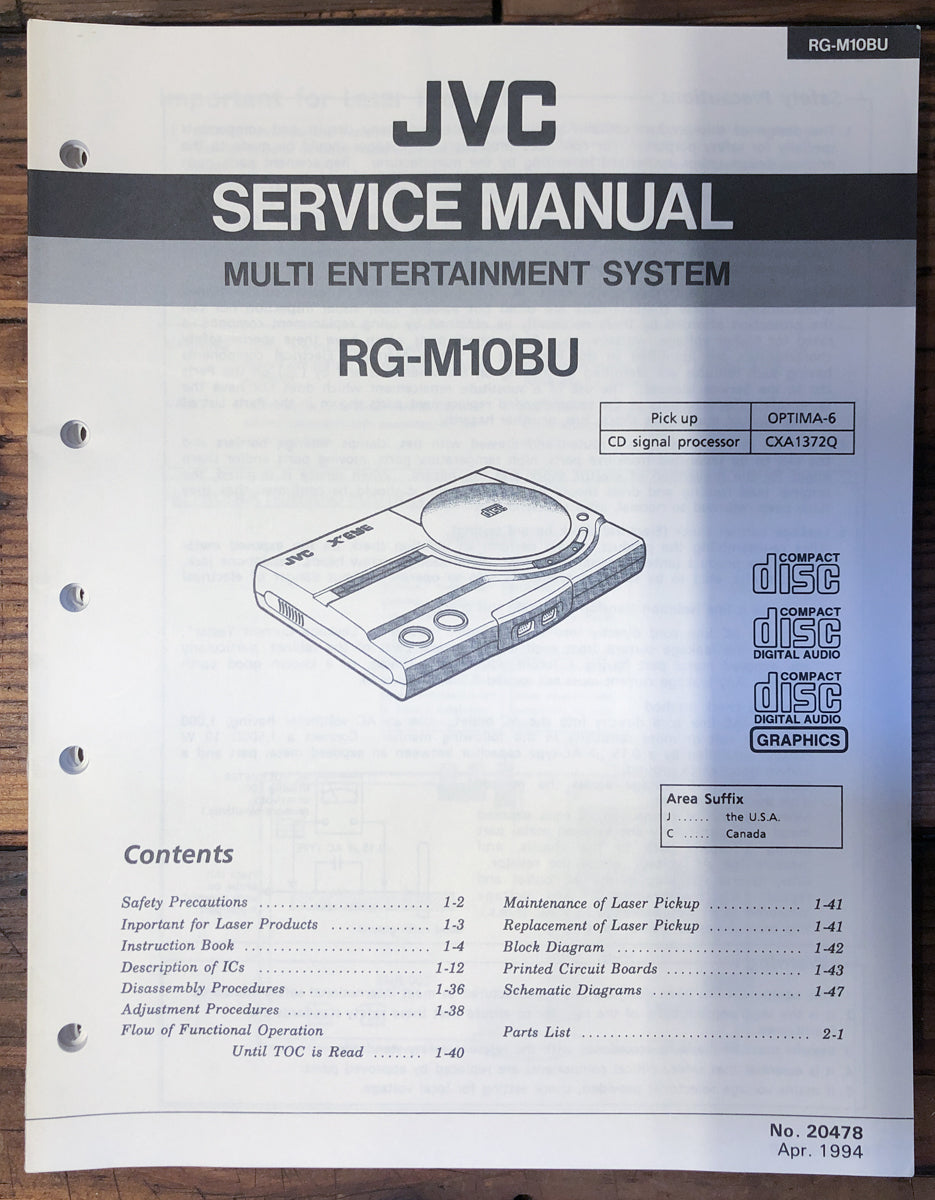 JVC RG-M10BU X'EYE Console Service Manual *Original*