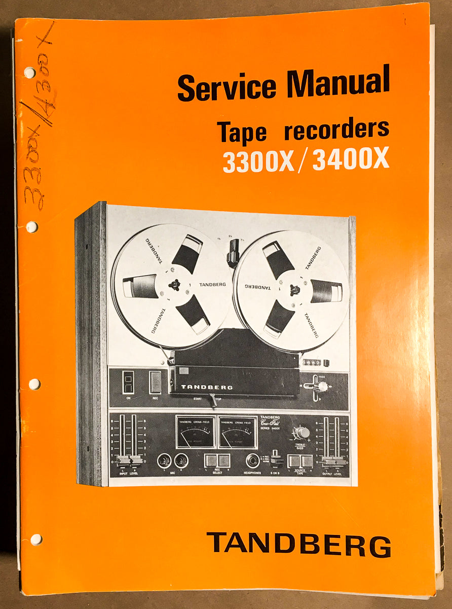 Tandberg Model 3300X 3400X Reel to Reel Service Manual *Original*