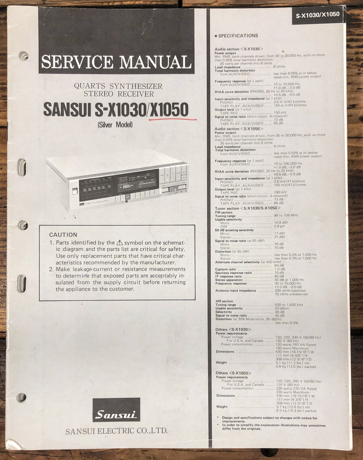Sansui S-X1030 S-X1050 Receiver Service Manual *Original*