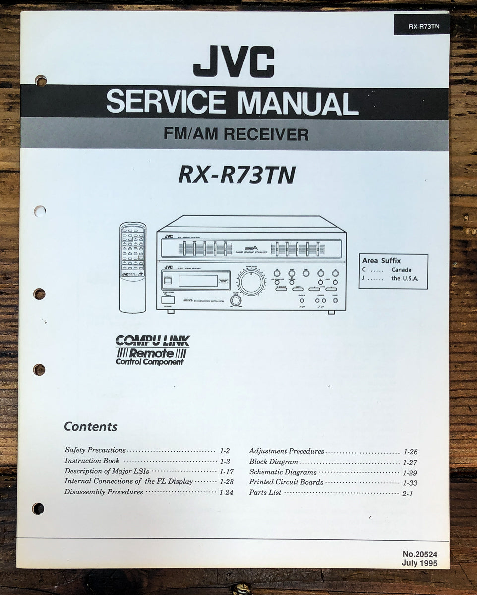 JVC RX-R73TN Receiver Service Manual *Original*