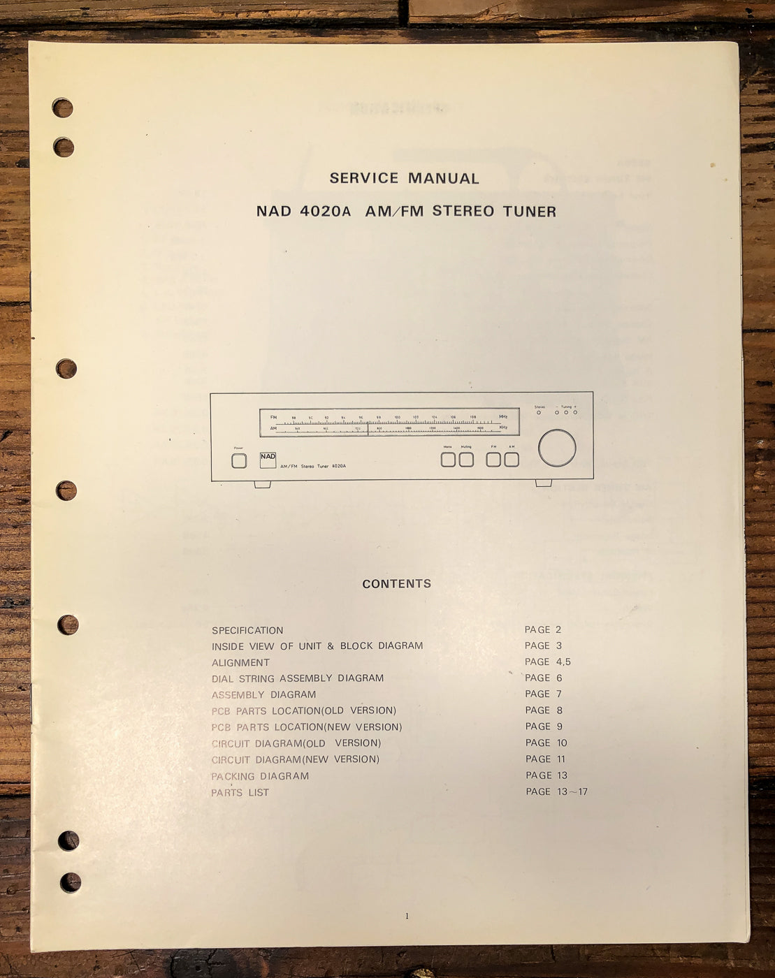 NAD Model 4020A Tuner Service Manual *Original*
