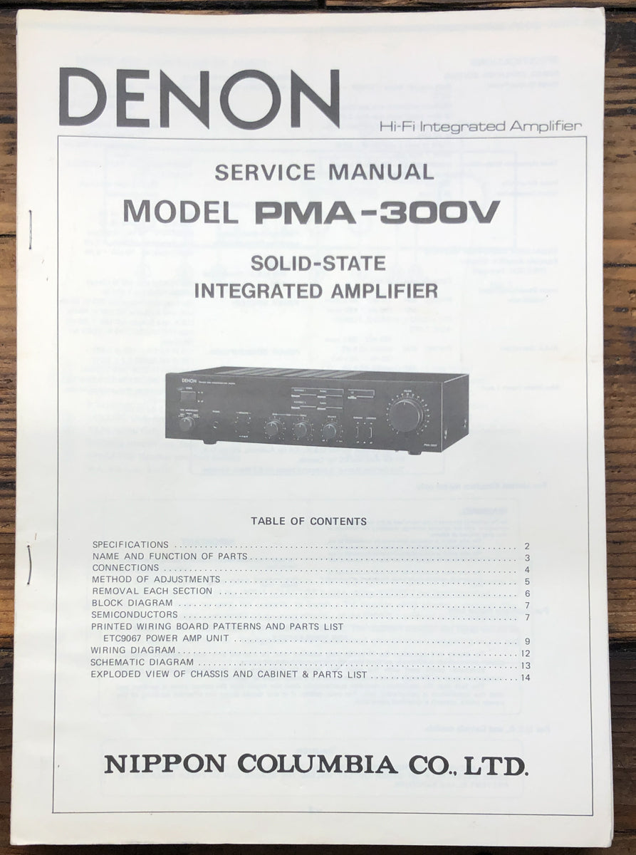 Denon PMA-300V Amplifier Service Manual *Original*