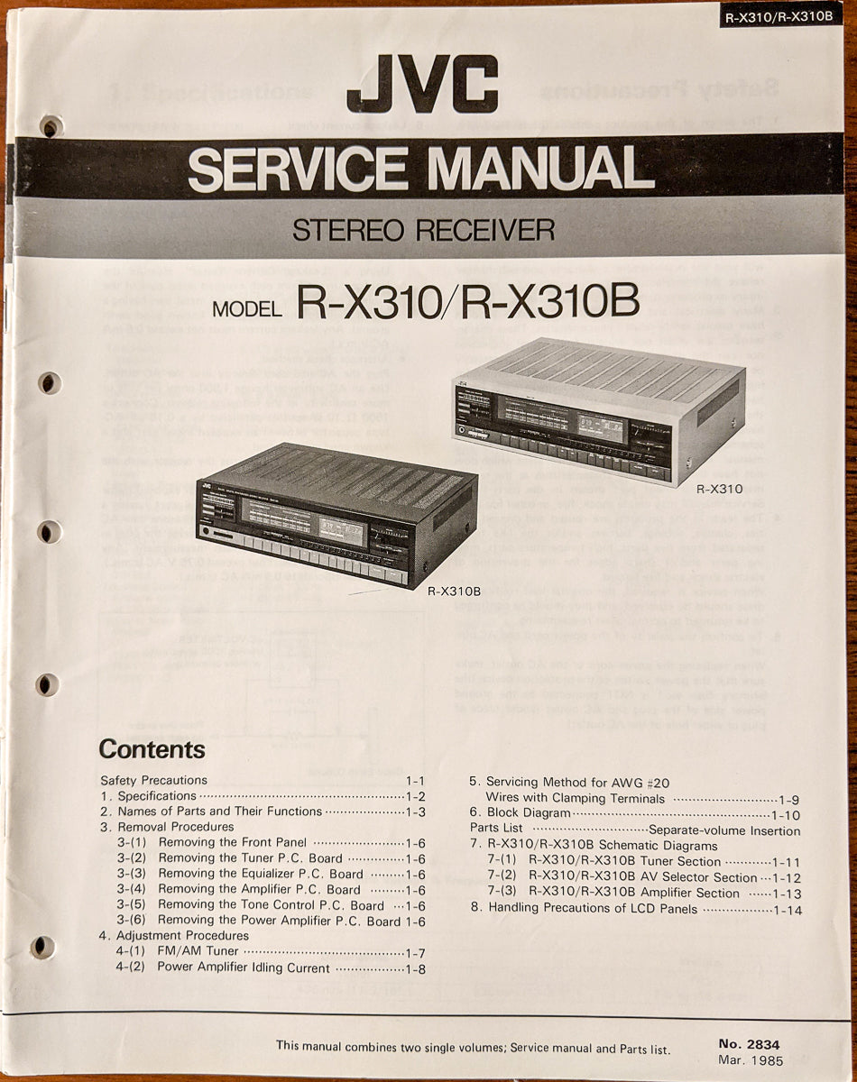 JVC R-X310 R-X310B Receiver Service Manual *Original*