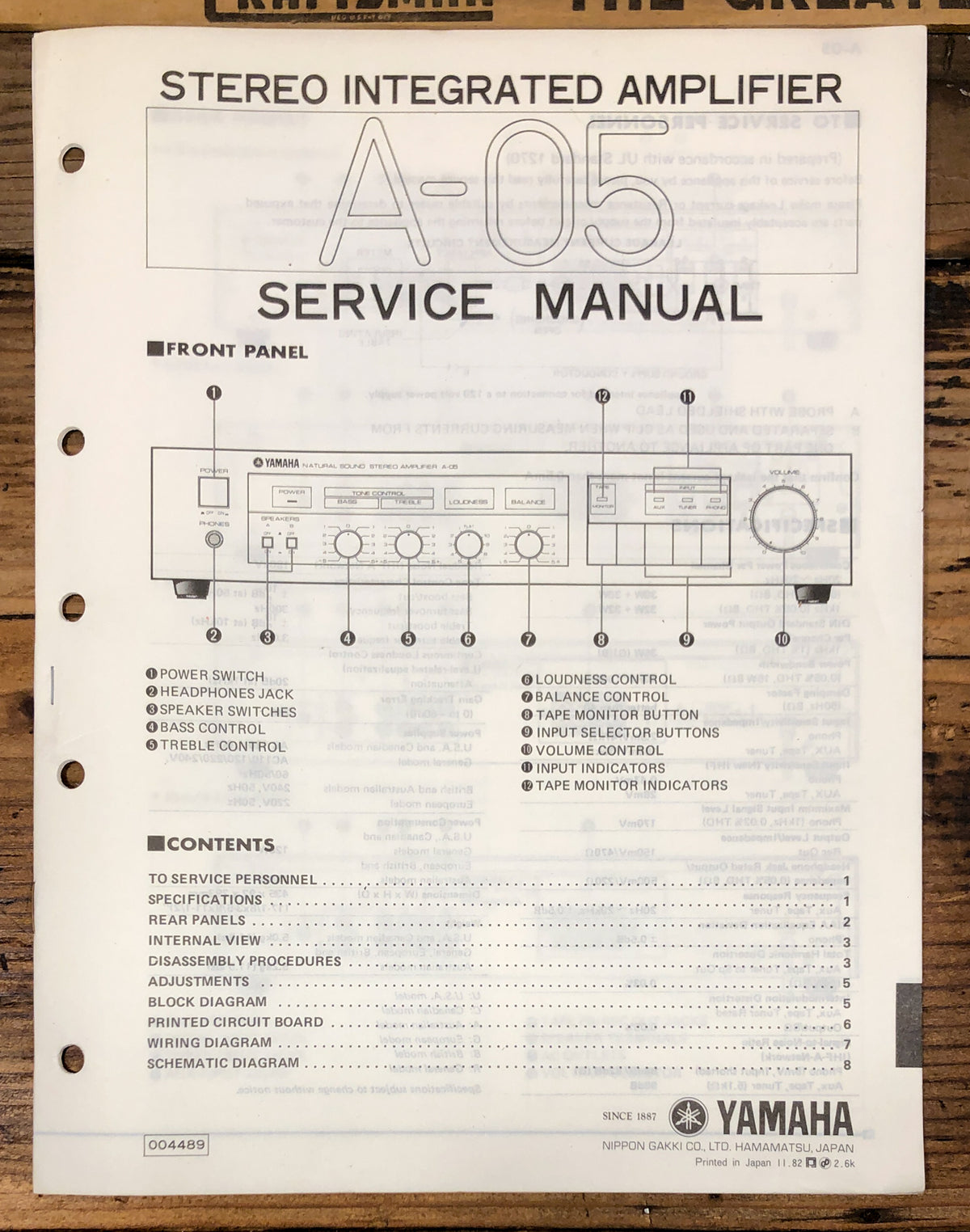 Yamaha A-05 Amplifier Service Manual *Original*