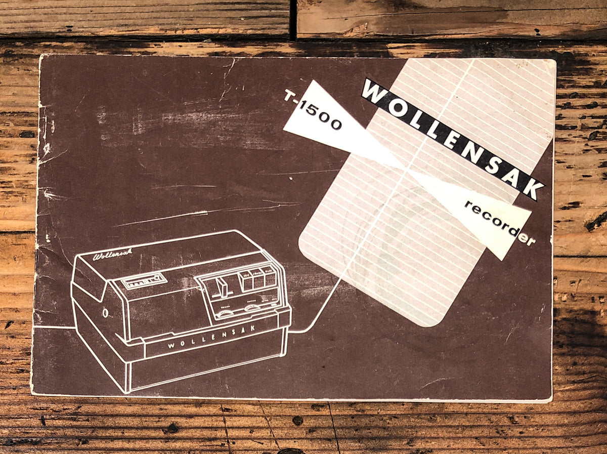 Wollensak T-1500 Recorder Owners / User Manual *Original*