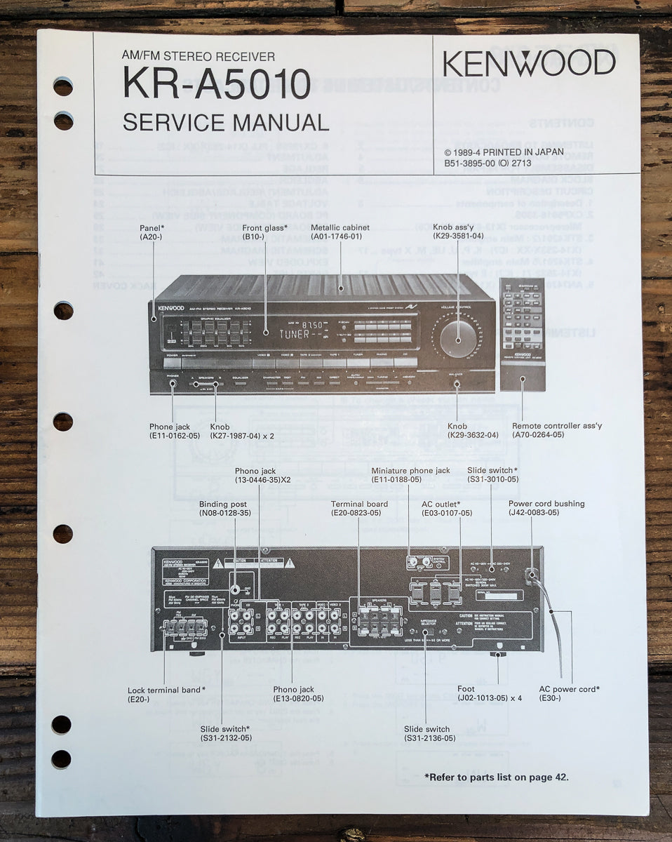 Kenwood KR-A5010 Receiver Service Manual *Original*