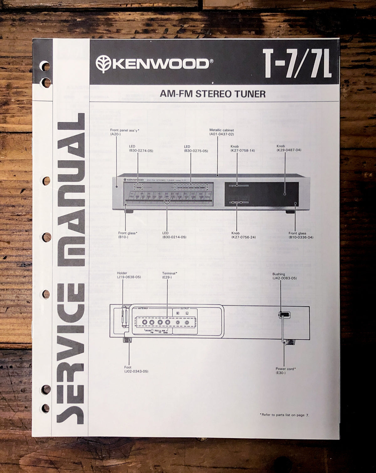 Kenwood T-7 T-7L Tuner Service Manual *Original*