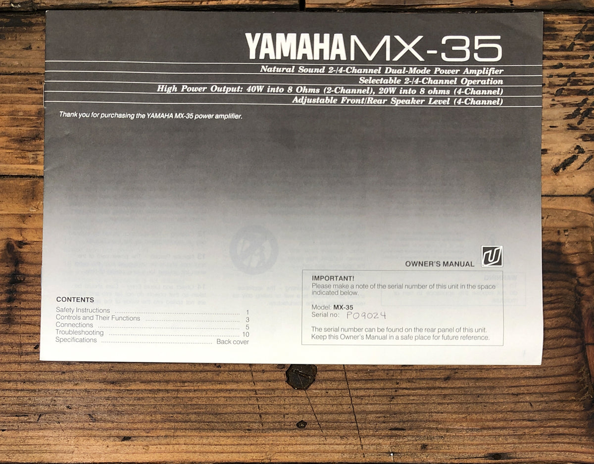 Yamaha MX-35 Amplifier Owner / User Manual *Original*