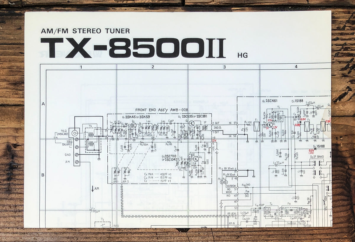 Pioneer TX-8500 MK2 HG Tuner Fold Out Schematic *Original*