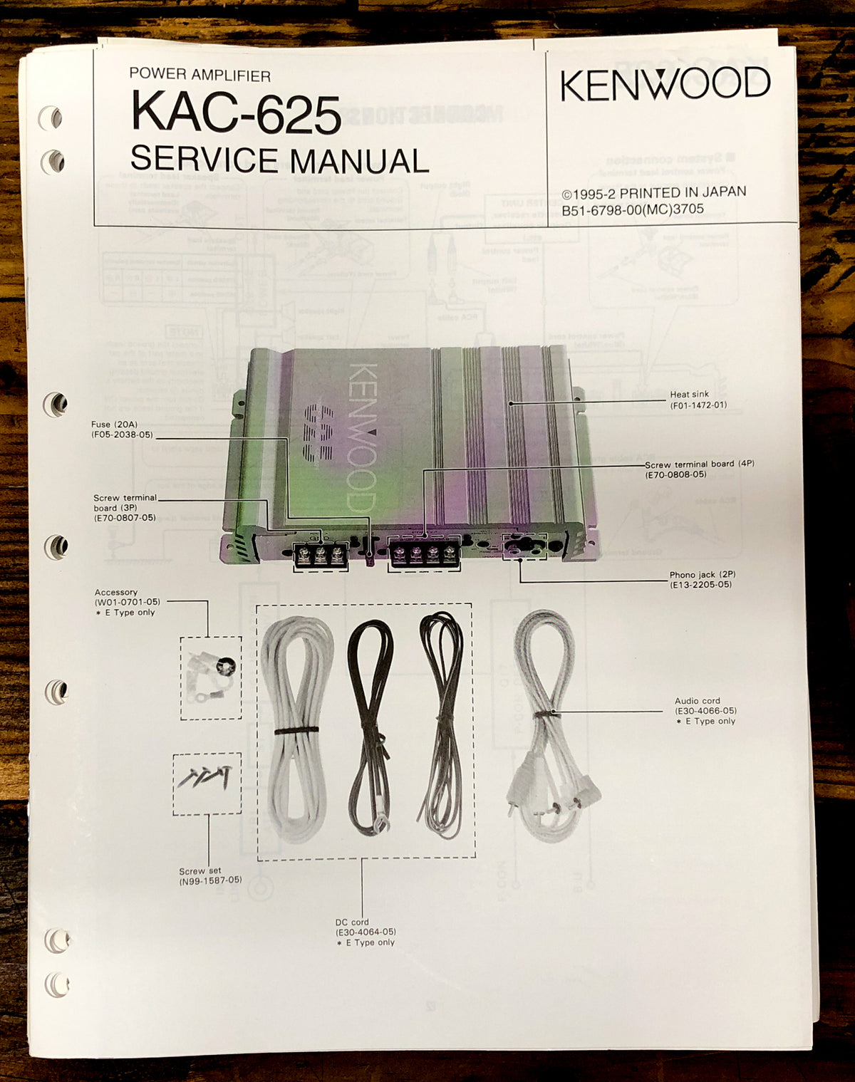 Kenwood KAC-625 Amplifier Service Manual *Original*