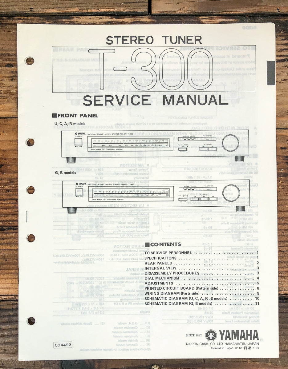 Yamaha T-300 Tuner Service Manual *Original*