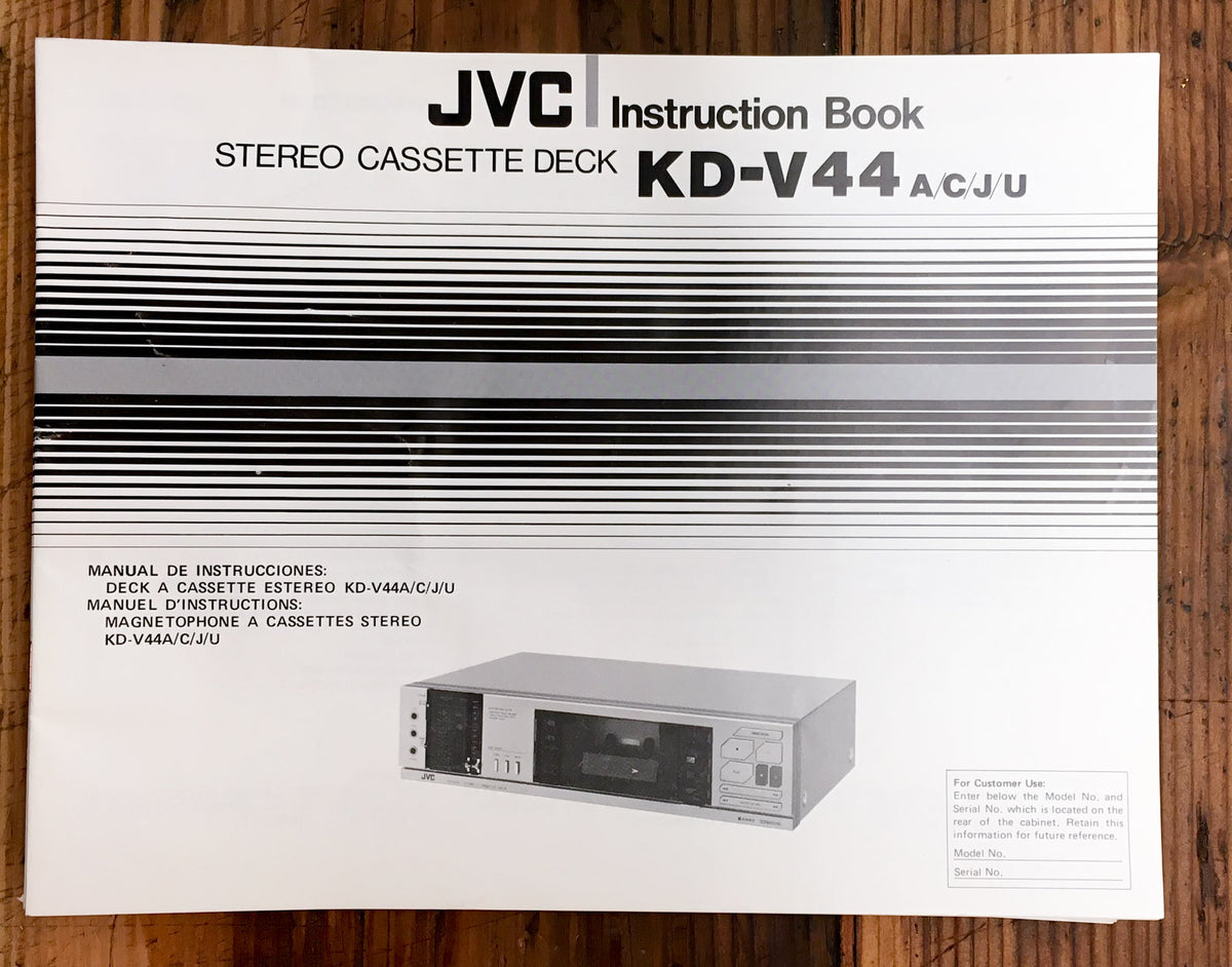 JVC KD-V44 Cassette Owners / User Manual *Original*