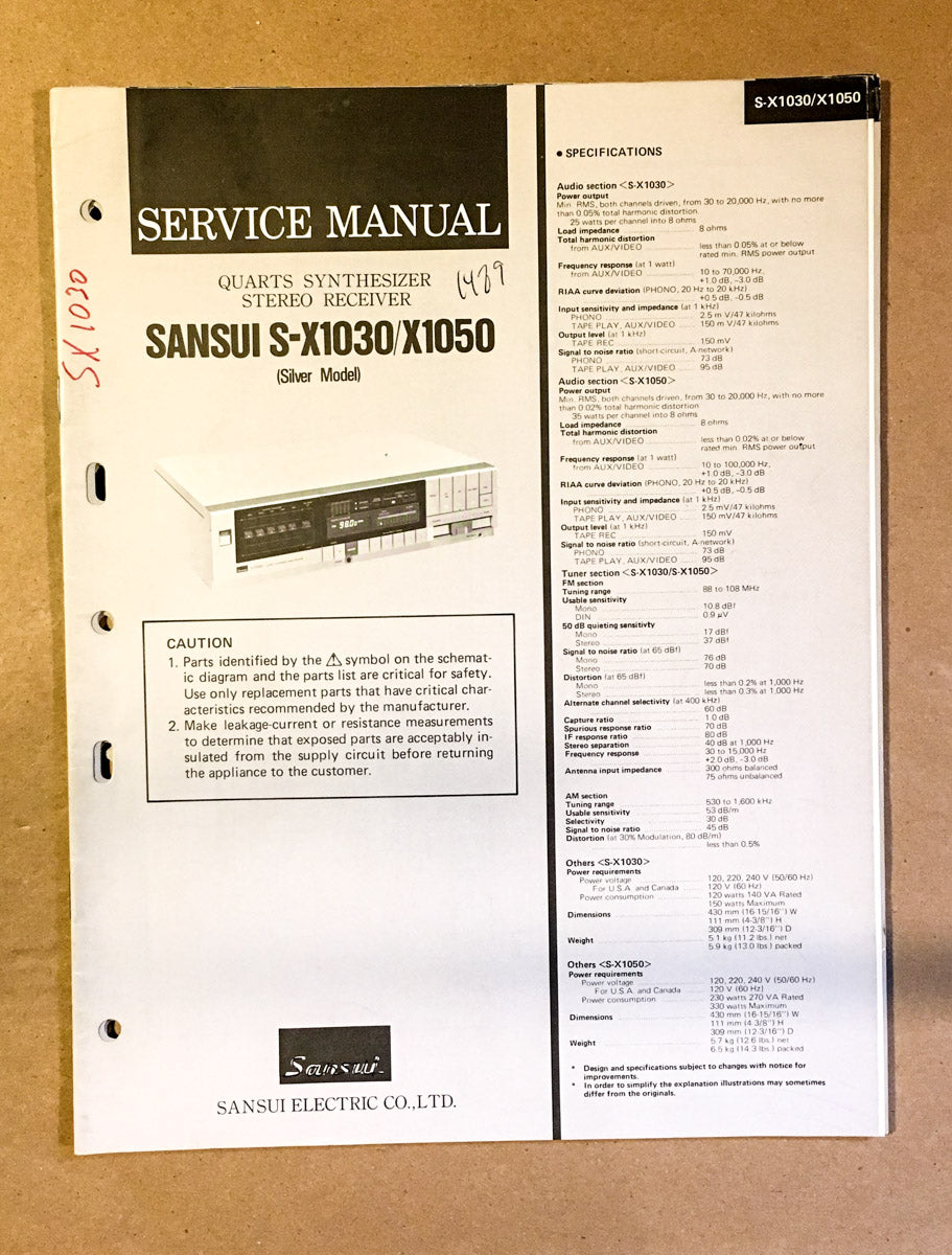 Sansui S-X1030 S-X1050 Receiver Service Manual *Original*