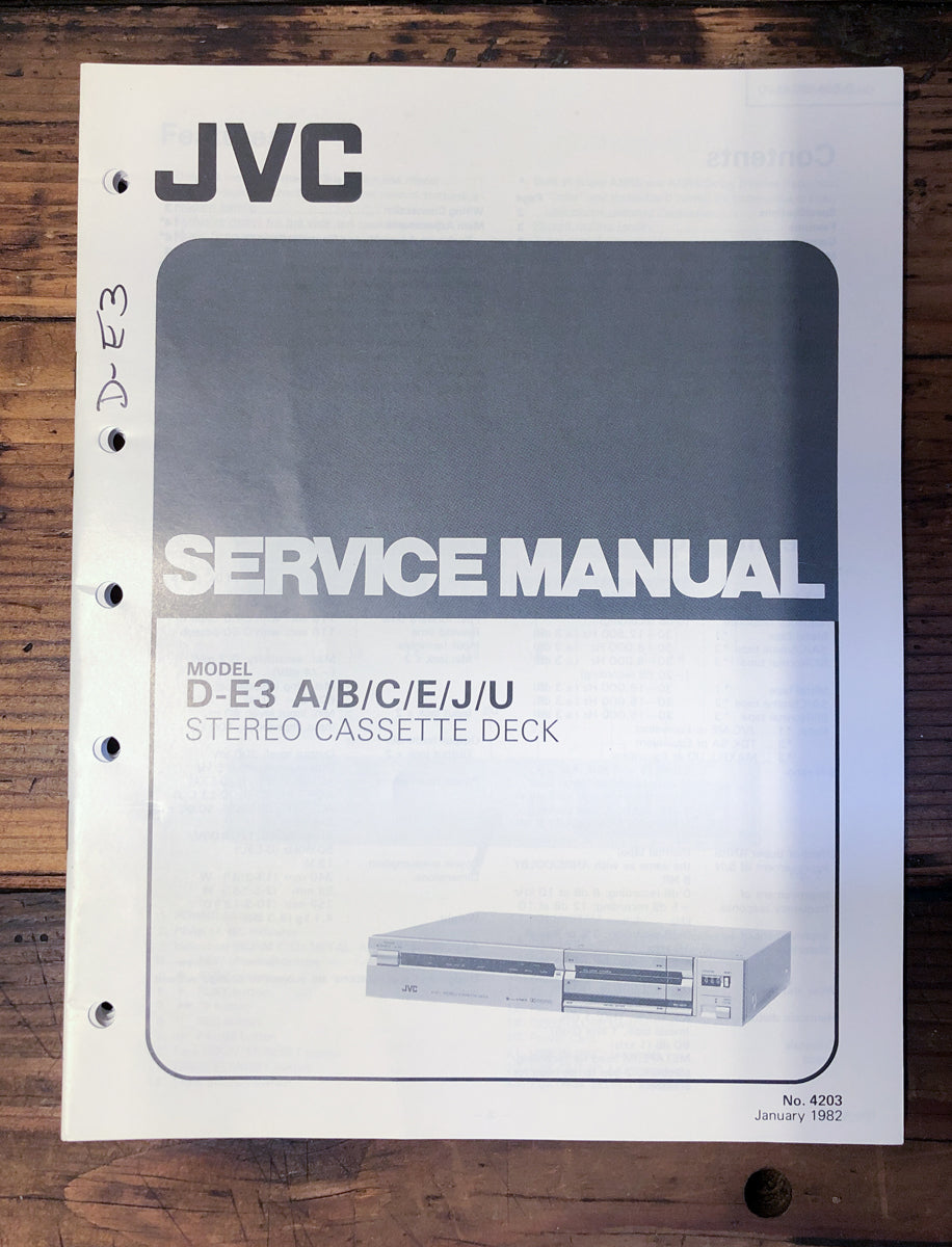 JVC D-E3 Cassette Service Manual *Original*