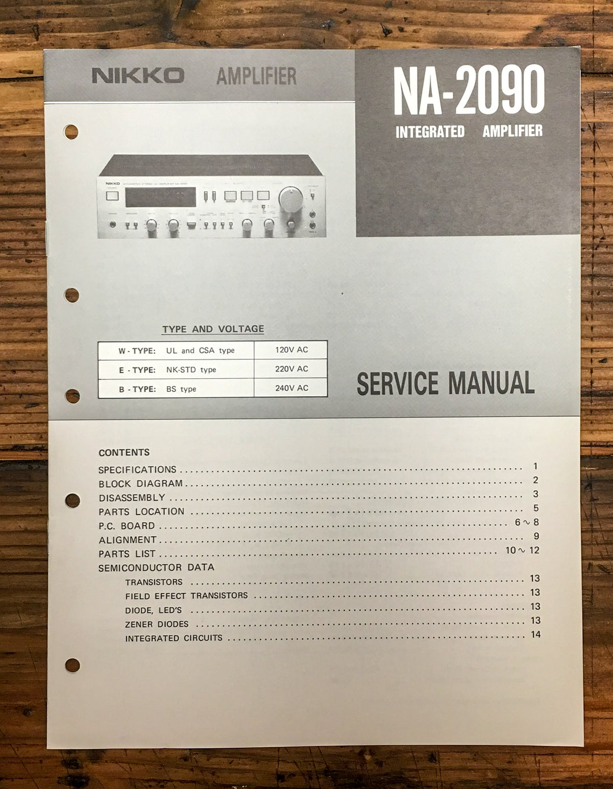 Nikko NA-2090 Amplifier Service Manual *Original*